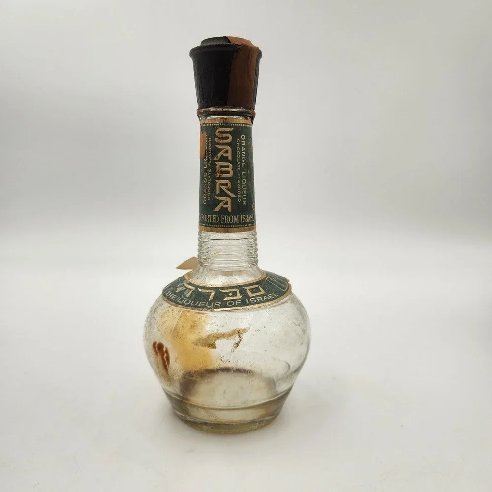 Vintage Sabra Orange Chocolate Liqueur Empty Glass Bottle Israel Park Avenue NY